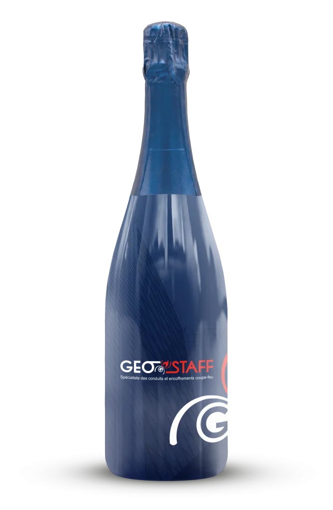 Bedrukte fles prosecco van Geostaff