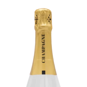 Gouden capsule met woord champagne van fles bedrukken voor bedrukte champagne