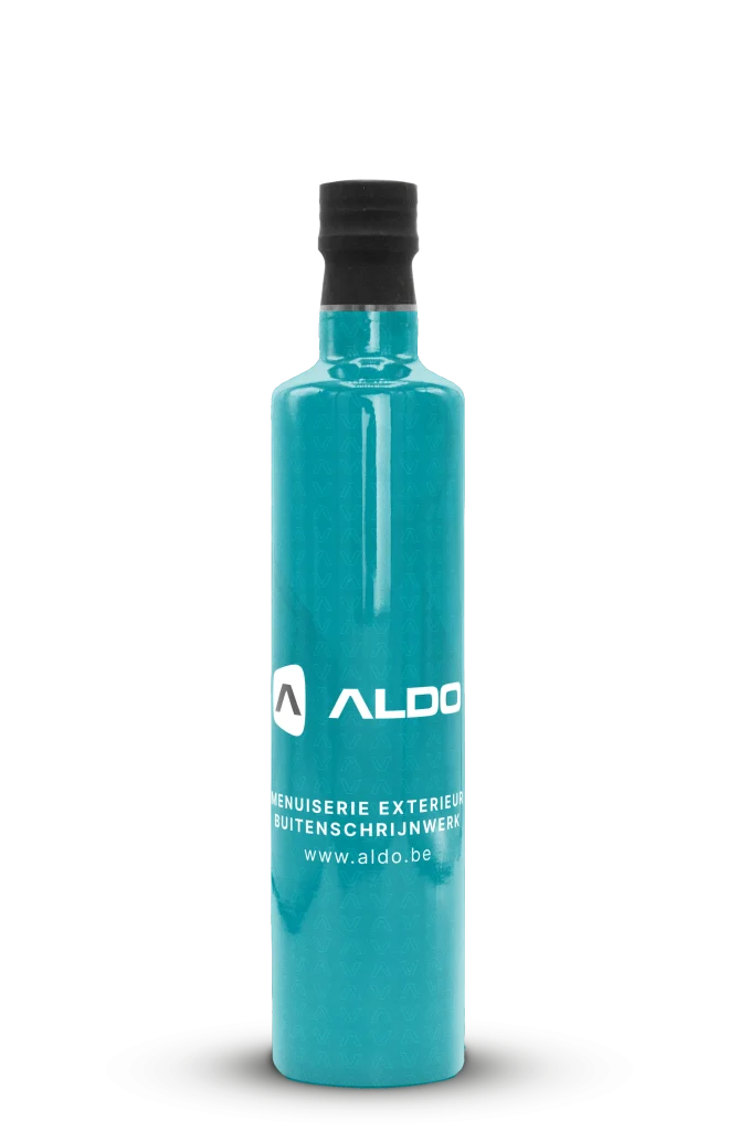 Bedrukte fles olijfolie van Aldo